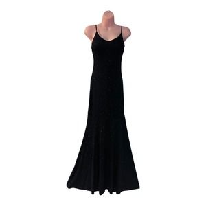 Black Zebra Mermaid EMERALD SUNDAE Sparkle Stretch Gown Formal Prom Maxi Dress